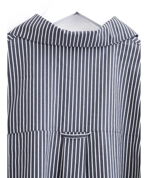 JUMELLE（ジュメロ）の「【低身長~高身長】ストライプ柄パールシャツワンピース（シャツワンピース・レディース・ブラック・FREE）」の14枚目の写真