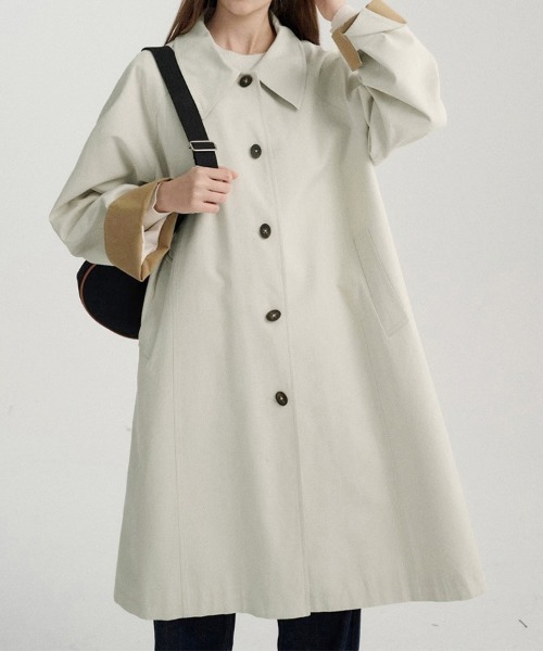 セール】シンプルステンカラーロングコート（ステンカラーコート