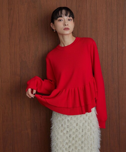 EMMEL REFINES＞EM スソダブルフリル ニットプルオーバー（ニット