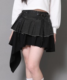 ANAP GｉRL（アナップガール）の「デニム 切替 イレギュラー ヘム スカート（スカート・キッズ）」