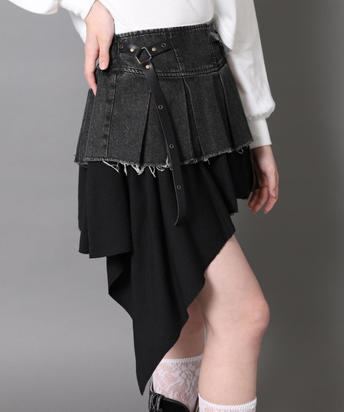 デニム 切替 イレギュラー ヘム スカート（スカート）｜ANAP GiRL