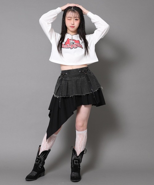 デニム 切替 イレギュラー ヘム スカート（スカート）｜ANAP GiRL