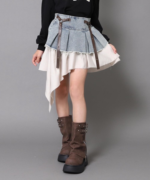 デニム 切替 イレギュラー ヘム スカート（スカート）｜ANAP GiRL