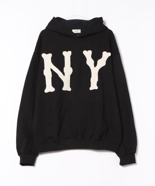 a.p.o.v.(エーピーオービー)の「a.p.o.v. ビッグNYワッペンパッチングオーバーサイズプルオーバーパーカー(パーカー・メンズ・ブラック/グレー・ONESIZE)」の7枚目の写真