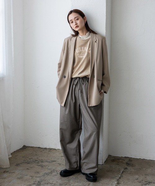 No Rule No Line(ノール-ルノーライン)の「サイドラインワイドストレートパンツ(スラックス・レディース・グレー/アッシュブラウン/ブラック・FREE)」の13枚目の写真