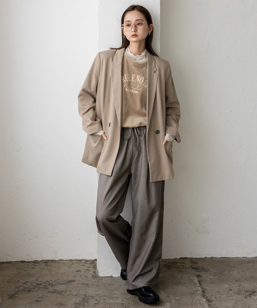 No Rule No Line(ノール-ルノーライン)の「サイドラインワイドストレートパンツ(スラックス・レディース・グレー/アッシュブラウン/ブラック・FREE)」の15枚目の写真