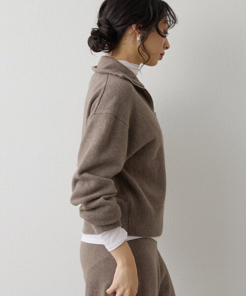 Whim Gazette（ウィムガゼット）の「W/Ca ZIPニットプルオーバー（ニット/セーター・レディース・グレイッシュベージュ/モカ/オレンジ・FREE）」の10枚目の写真