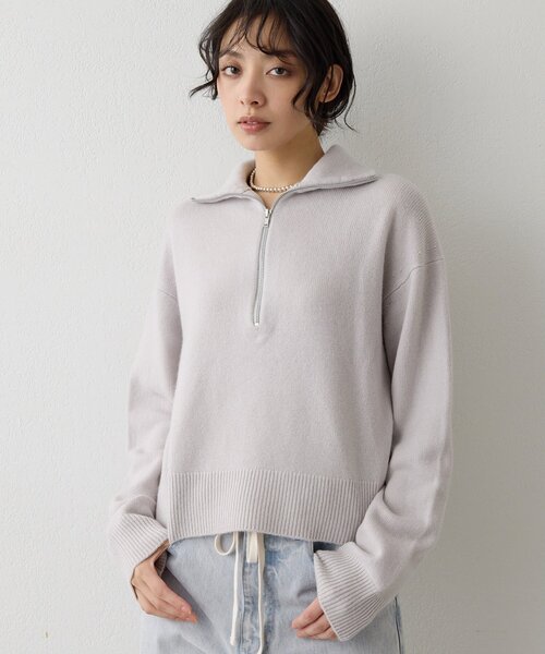 Whim Gazette（ウィムガゼット）の「W/Ca ZIPニットプルオーバー（ニット/セーター・レディース・グレイッシュベージュ/モカ/オレンジ・FREE）」の13枚目の写真