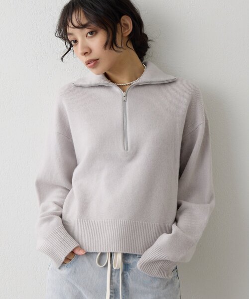 Whim Gazette（ウィムガゼット）の「W/Ca ZIPニットプルオーバー（ニット/セーター・レディース・グレイッシュベージュ/モカ/オレンジ・FREE）」の14枚目の写真