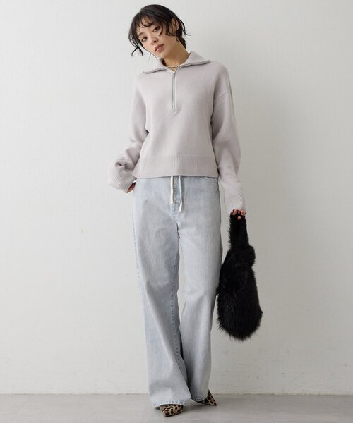 Whim Gazette（ウィムガゼット）の「W/Ca ZIPニットプルオーバー（ニット/セーター・レディース・グレイッシュベージュ/モカ/オレンジ・FREE）」の20枚目の写真