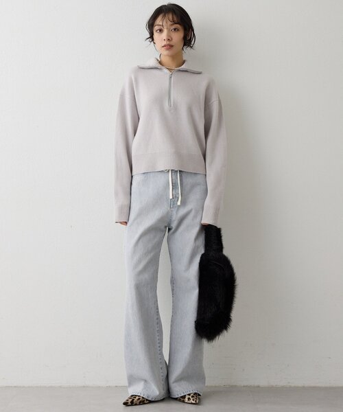 Whim Gazette（ウィムガゼット）の「W/Ca ZIPニットプルオーバー（ニット/セーター・レディース・グレイッシュベージュ/モカ/オレンジ・FREE）」の21枚目の写真