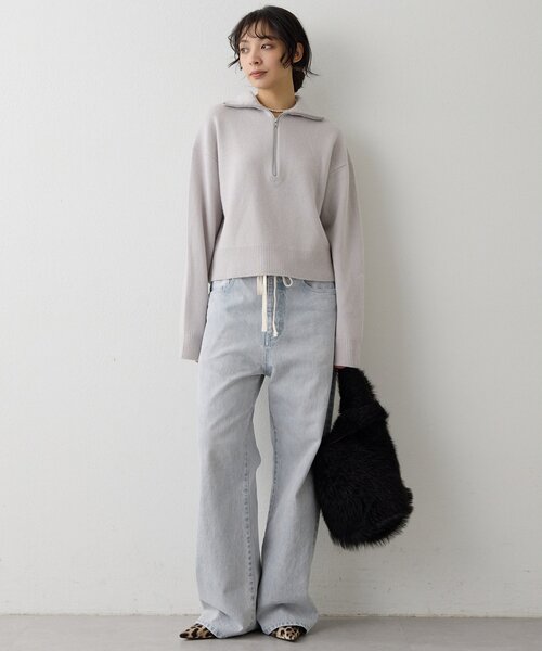 Whim Gazette（ウィムガゼット）の「W/Ca ZIPニットプルオーバー（ニット/セーター・レディース・グレイッシュベージュ/モカ/オレンジ・FREE）」の22枚目の写真