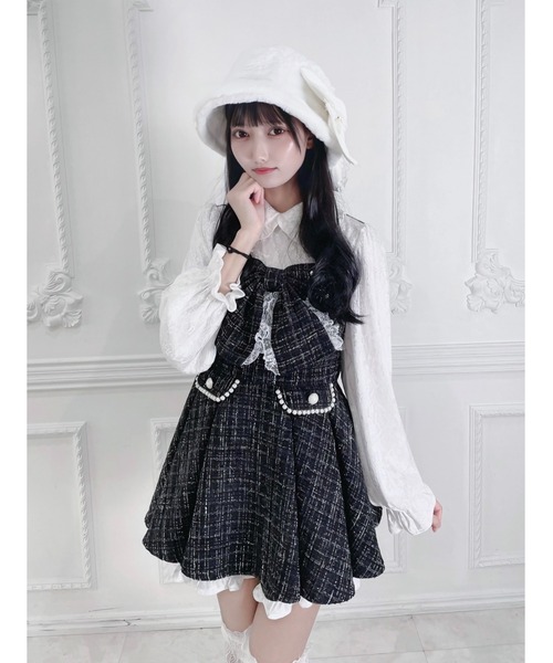 Ank Rouge（アンクルージュ）の「フワフワリボンバケハ（ハット・レディース・ホワイト/ブラック・FREE）」の3枚目の写真