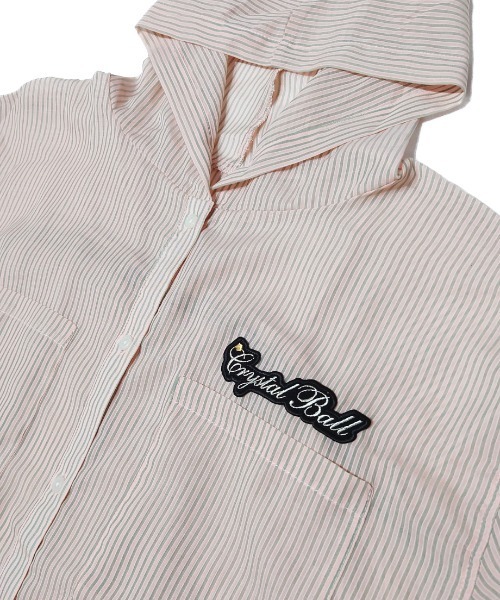 CRYSTAL BALL（クリスタルボール）の「シアーストライプフーディーブラウス（シャツ/ブラウス・レディース・ピンク/ホワイト/ブルー・FREE）」の9枚目の写真