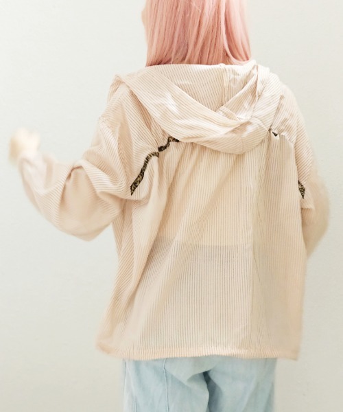 CRYSTAL BALL（クリスタルボール）の「シアーストライプフーディーブラウス（シャツ/ブラウス・レディース・ピンク/ホワイト/ブルー・FREE）」の13枚目の写真