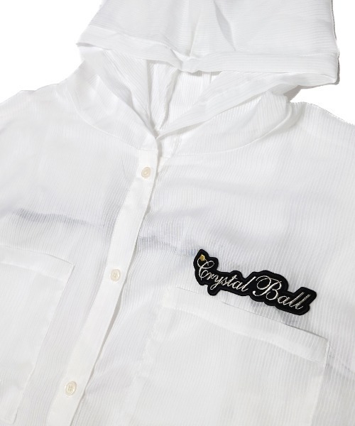 CRYSTAL BALL（クリスタルボール）の「シアーストライプフーディーブラウス（シャツ/ブラウス・レディース・ピンク/ホワイト/ブルー・FREE）」の16枚目の写真
