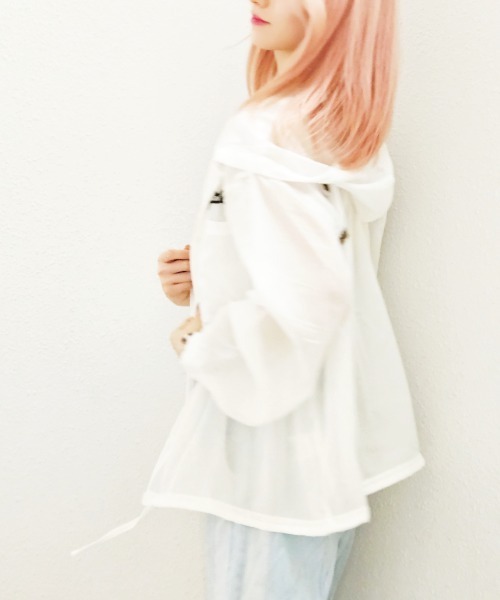 CRYSTAL BALL（クリスタルボール）の「シアーストライプフーディーブラウス（シャツ/ブラウス・レディース・ピンク/ホワイト/ブルー・FREE）」の7枚目の写真