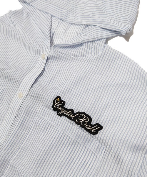 CRYSTAL BALL（クリスタルボール）の「シアーストライプフーディーブラウス（シャツ/ブラウス・レディース・ピンク/ホワイト/ブルー・FREE）」の19枚目の写真