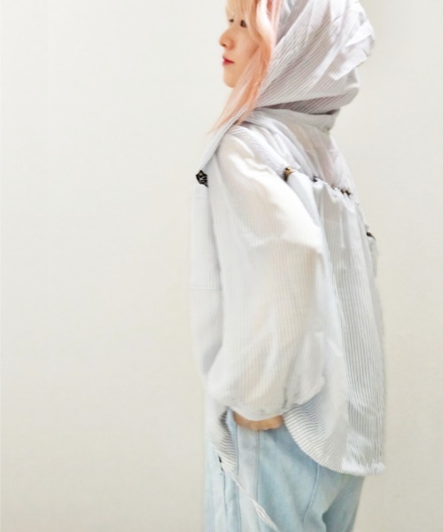 CRYSTAL BALL（クリスタルボール）の「シアーストライプフーディーブラウス（シャツ/ブラウス・レディース・ピンク/ホワイト/ブルー・FREE）」の22枚目の写真