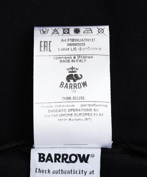 BARROW(バロー)の「Barrow/バロー/JAPAN LIMITED LONG T-SHIRT(Tシャツ/カットソー・メンズ・ホワイト/ブラック・XL/M/L)」の21枚目の写真