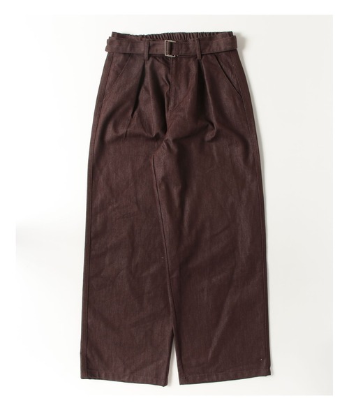 BLANK HOTEL(ブランクホテル)の「Belted Pleat Wide Denim Pants / ベルテッドタックワイドデニムパンツ(デニムパンツ・メンズ・ブラウン/ブラック・L/M/S)」の2枚目の写真