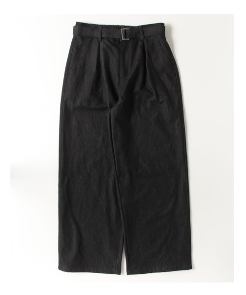 BLANK HOTEL(ブランクホテル)の「Belted Pleat Wide Denim Pants / ベルテッドタックワイドデニムパンツ(デニムパンツ・メンズ・ブラウン/ブラック・L/M/S)」の1枚目の写真