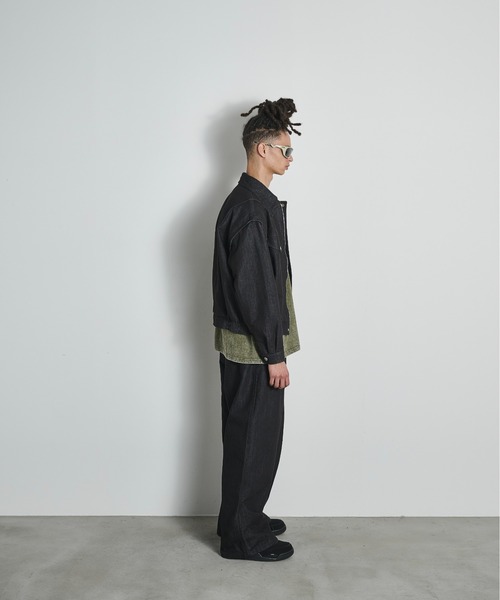 BLANK HOTEL(ブランクホテル)の「Belted Pleat Wide Denim Pants / ベルテッドタックワイドデニムパンツ(デニムパンツ・メンズ・ブラウン/ブラック・L/M/S)」の7枚目の写真