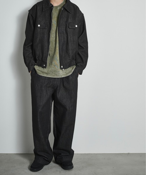 BLANK HOTEL(ブランクホテル)の「Belted Pleat Wide Denim Pants / ベルテッドタックワイドデニムパンツ(デニムパンツ・メンズ・ブラウン/ブラック・L/M/S)」の8枚目の写真