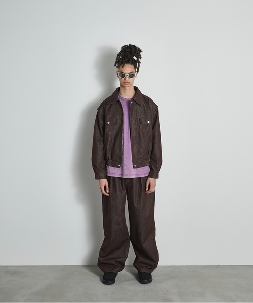 BLANK HOTEL(ブランクホテル)の「Belted Pleat Wide Denim Pants / ベルテッドタックワイドデニムパンツ(デニムパンツ・メンズ・ブラウン/ブラック・L/M/S)」の11枚目の写真