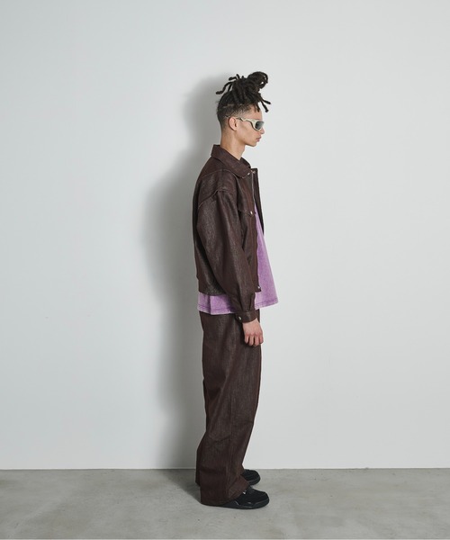 BLANK HOTEL(ブランクホテル)の「Belted Pleat Wide Denim Pants / ベルテッドタックワイドデニムパンツ(デニムパンツ・メンズ・ブラウン/ブラック・L/M/S)」の12枚目の写真