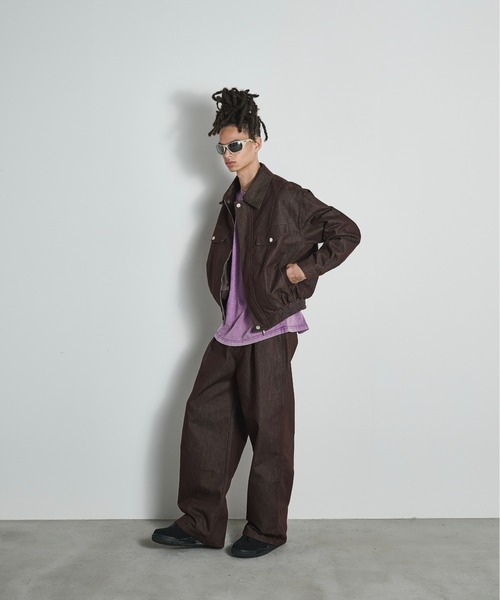 BLANK HOTEL(ブランクホテル)の「Belted Pleat Wide Denim Pants / ベルテッドタックワイドデニムパンツ(デニムパンツ・メンズ・ブラウン/ブラック・L/M/S)」の13枚目の写真