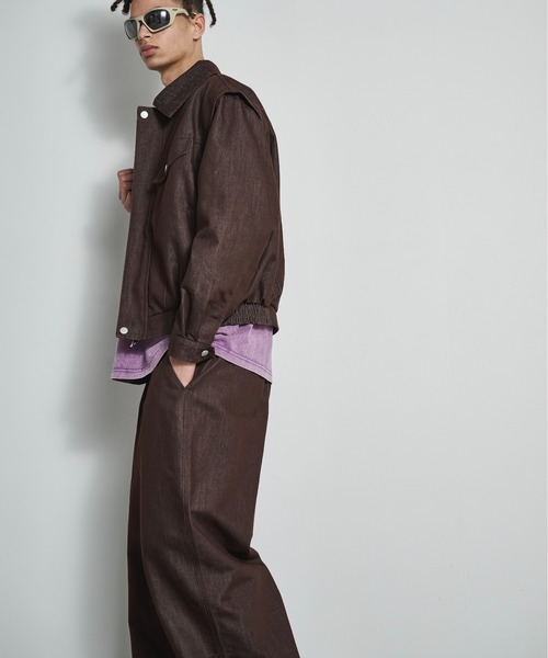 BLANK HOTEL(ブランクホテル)の「Belted Pleat Wide Denim Pants / ベルテッドタックワイドデニムパンツ(デニムパンツ・メンズ・ブラウン/ブラック・L/M/S)」の15枚目の写真
