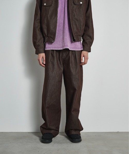 BLANK HOTEL(ブランクホテル)の「Belted Pleat Wide Denim Pants / ベルテッドタックワイドデニムパンツ(デニムパンツ・メンズ・ブラウン/ブラック・L/M/S)」の17枚目の写真