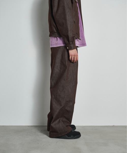 BLANK HOTEL(ブランクホテル)の「Belted Pleat Wide Denim Pants / ベルテッドタックワイドデニムパンツ(デニムパンツ・メンズ・ブラウン/ブラック・L/M/S)」の19枚目の写真