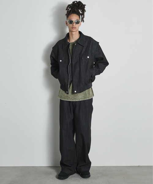 BLANK HOTEL(ブランクホテル)の「Belted Pleat Wide Denim Pants / ベルテッドタックワイドデニムパンツ(デニムパンツ・メンズ・ブラウン/ブラック・L/M/S)」の21枚目の写真