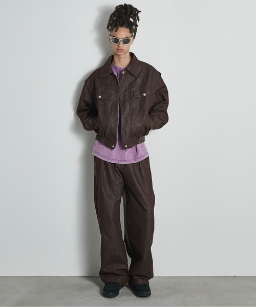 BLANK HOTEL(ブランクホテル)の「Belted Pleat Wide Denim Pants / ベルテッドタックワイドデニムパンツ(デニムパンツ・メンズ・ブラウン/ブラック・L/M/S)」の22枚目の写真