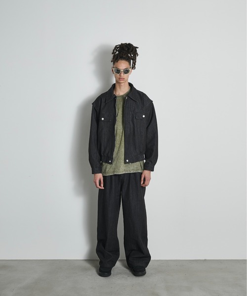BLANK HOTEL(ブランクホテル)の「Belted Pleat Wide Denim Pants / ベルテッドタックワイドデニムパンツ(デニムパンツ・メンズ・ブラウン/ブラック・L/M/S)」の4枚目の写真