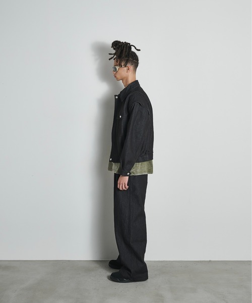 BLANK HOTEL(ブランクホテル)の「Belted Pleat Wide Denim Pants / ベルテッドタックワイドデニムパンツ(デニムパンツ・メンズ・ブラウン/ブラック・L/M/S)」の5枚目の写真