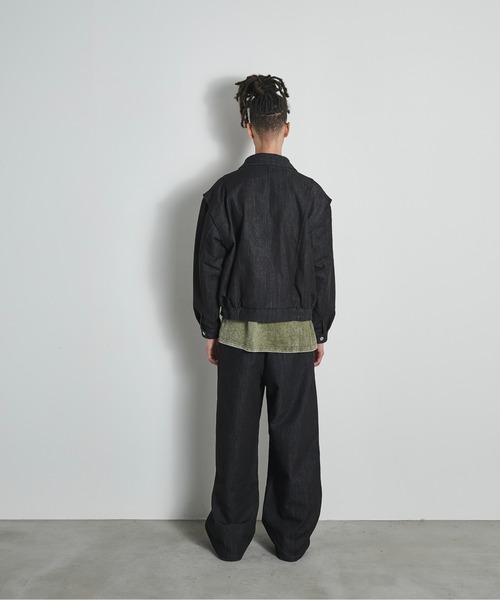 BLANK HOTEL(ブランクホテル)の「Belted Pleat Wide Denim Pants / ベルテッドタックワイドデニムパンツ(デニムパンツ・メンズ・ブラウン/ブラック・L/M/S)」の6枚目の写真