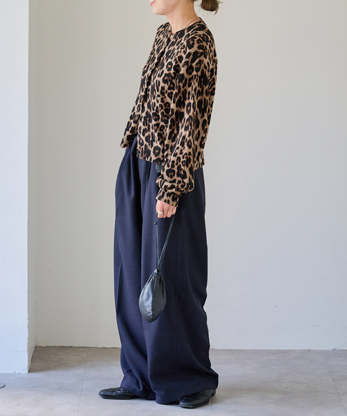 追加4 レオパード プリントクルーネックカーディガン（カーディガン