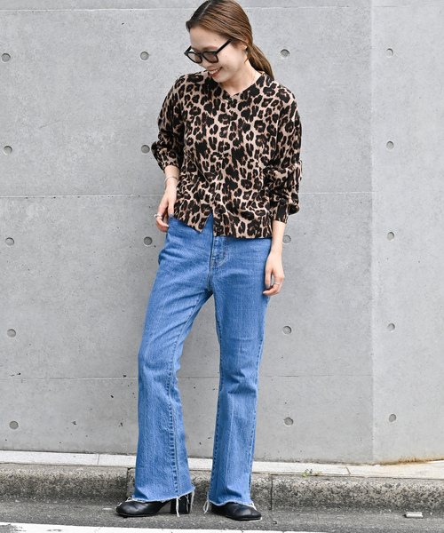 追加4 レオパード プリントクルーネックカーディガン（カーディガン