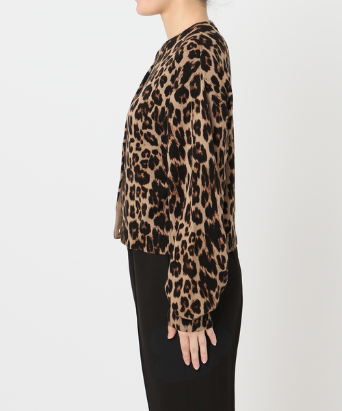 OUTDOOR PRODUCTS レオパード クルーネックカーデ今季新品 オンライン予約即完売の《レオパード プリントクルーネック