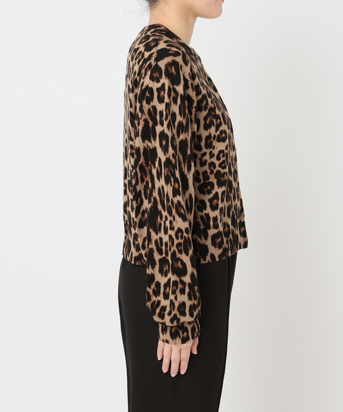 追加4 レオパード プリントクルーネックカーディガン（カーディガン