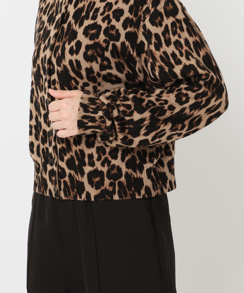 追加4 レオパード プリントクルーネックカーディガン（カーディガン