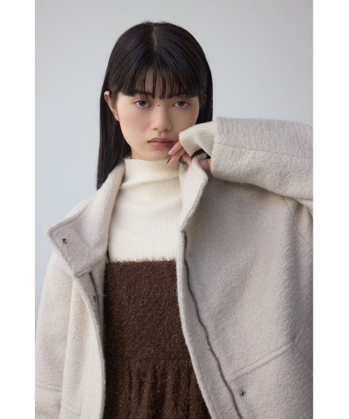 AZUL by moussy（アズールバイマウジー）の「ブークレスタンドコート（ブルゾン・レディース・アイボリー/杢グレー/ライトブルー・MEDIUM/SMALL）」の4枚目の写真