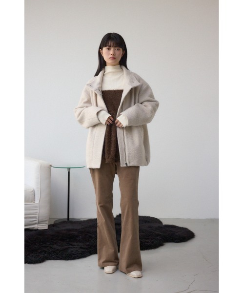 AZUL by moussy（アズールバイマウジー）の「ブークレスタンドコート（ブルゾン・レディース・アイボリー/杢グレー/ライトブルー・MEDIUM/SMALL）」の6枚目の写真