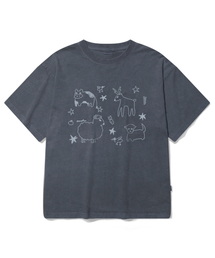 ESCAPEFROM（エスケープフロム）の「Animals Print Regular Fit Pigment Short Sleeve T-Shirt Deep Blue（Tシャツ/カットソー）」