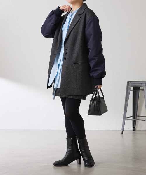 COLLAGE GALLARDAGALANTE（コラージュガリャルダガランテ）の「ナローボウタイオーバーシャツ（シャツ/ブラウス・レディース・イエロー/ブルー・FREE）」の14枚目の写真