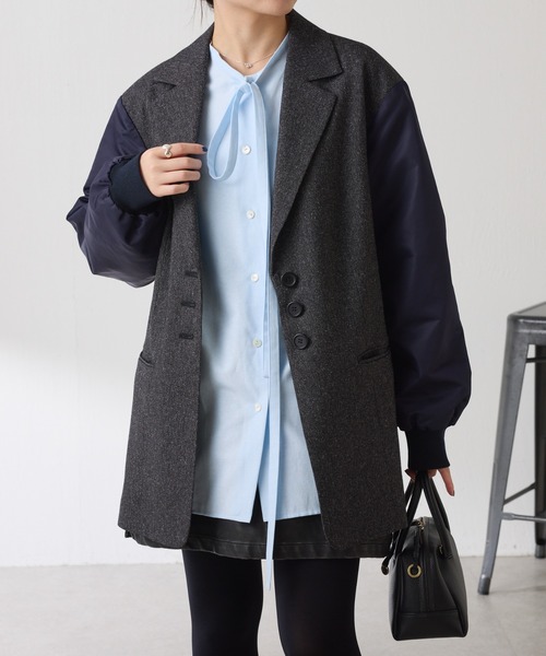 COLLAGE GALLARDAGALANTE（コラージュガリャルダガランテ）の「ナローボウタイオーバーシャツ（シャツ/ブラウス・レディース・イエロー/ブルー・FREE）」の10枚目の写真