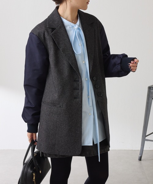 COLLAGE GALLARDAGALANTE（コラージュガリャルダガランテ）の「ナローボウタイオーバーシャツ（シャツ/ブラウス・レディース・イエロー/ブルー・FREE）」の13枚目の写真